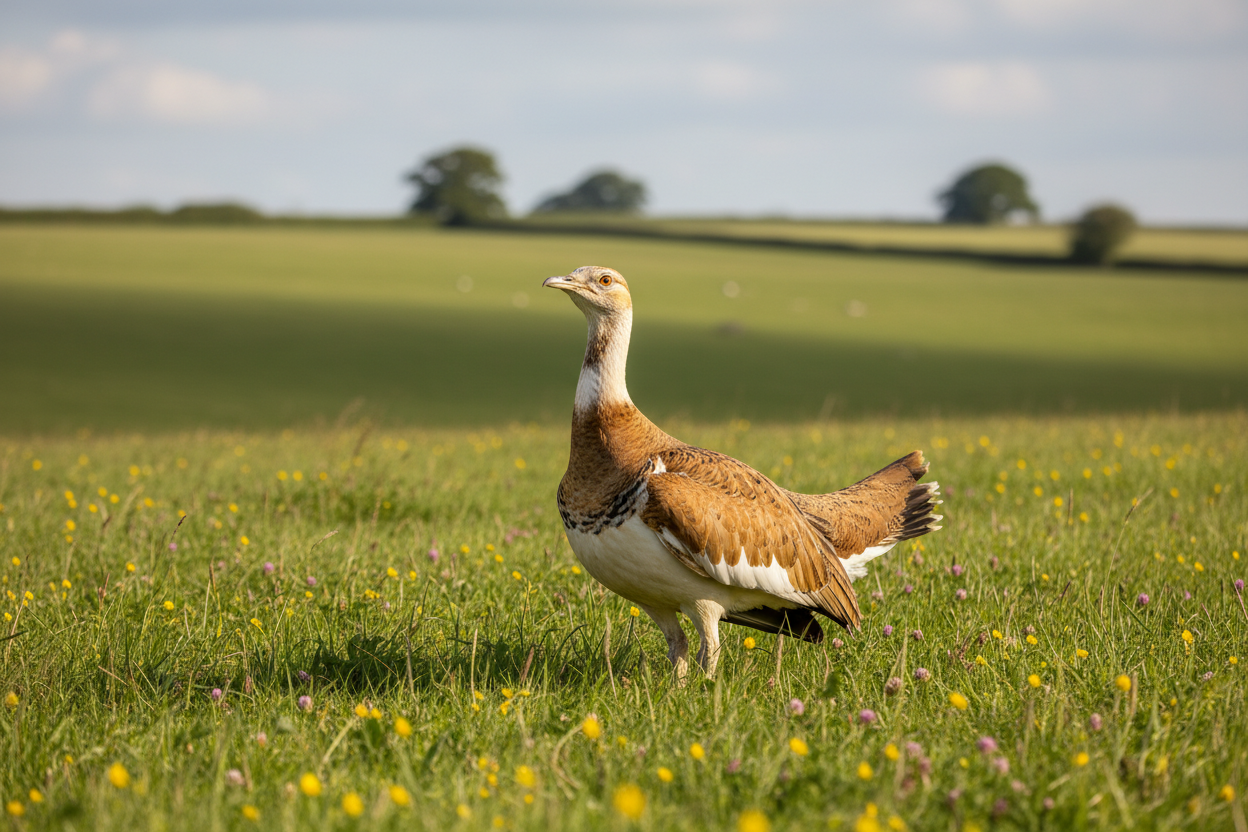 bustard bird in Wiltshire fields 